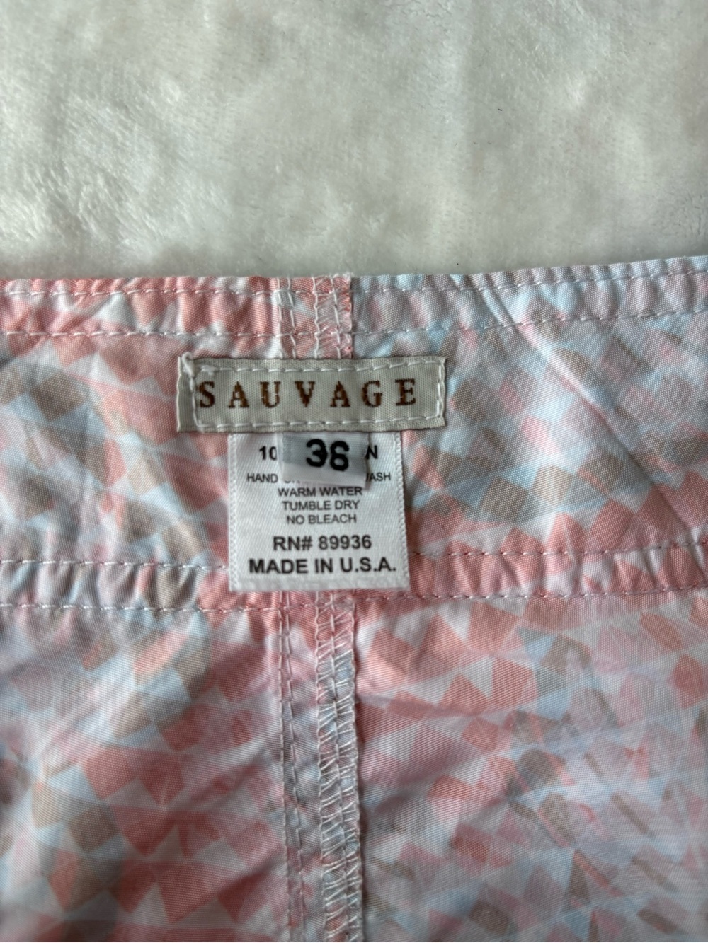 ⁠Sauvage Men Swim Trunks Size 36 Tropical Geometric Palm Print Board Shorts⁠ - Picture 8 of 11